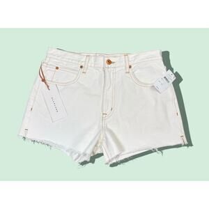 NWT SLVRLAKE London Denim Shorts Women's 27 Natural White Raw Hem 3” Inseam